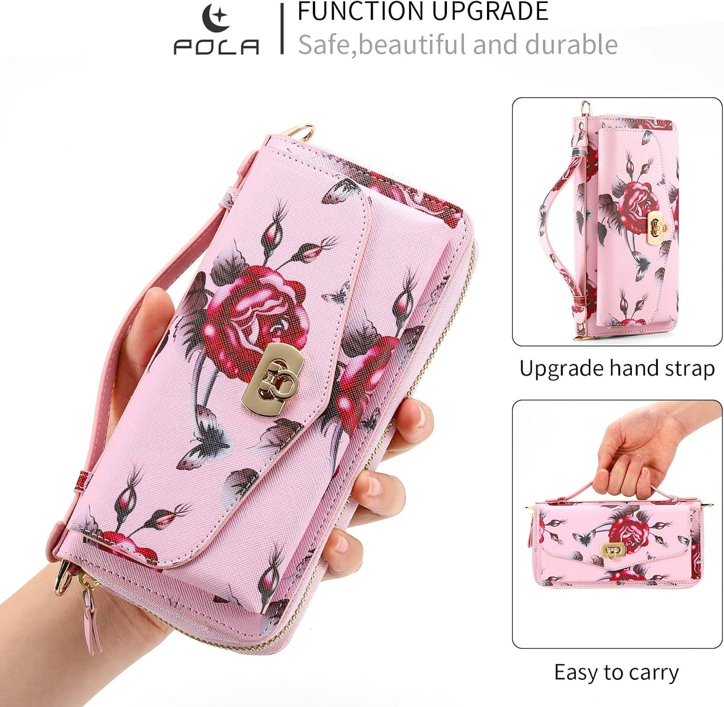 URMAX usnjena torbica (denarnica + magnetni ovitek) za Samsung Galaxy S23 – roza