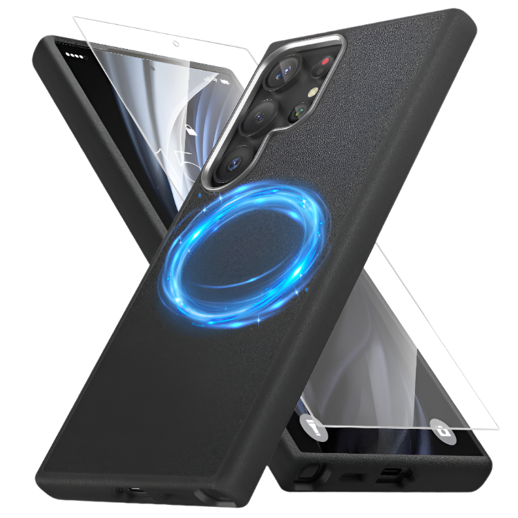 Ovitek za telefon + zaščitno steklo "MATEPROX" za Samsung Galaxy S24 Ultra – Črna