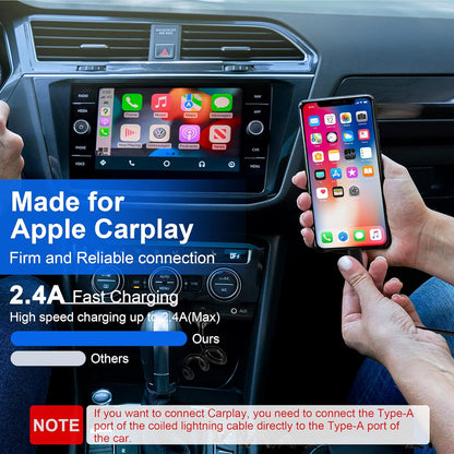 2x spiralni Lightning kabel za iPhone MFi CarPlay USB – raztegljiv, kompakten