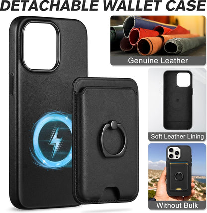 Ovitek za telefon "SHIELDON" iPhone 15 Pro + snemljiva magnetna denarnica