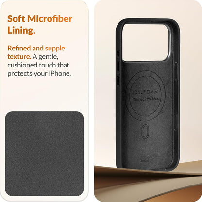 LONLI genuine European leather case Vele for iPhone 17 Pro - black