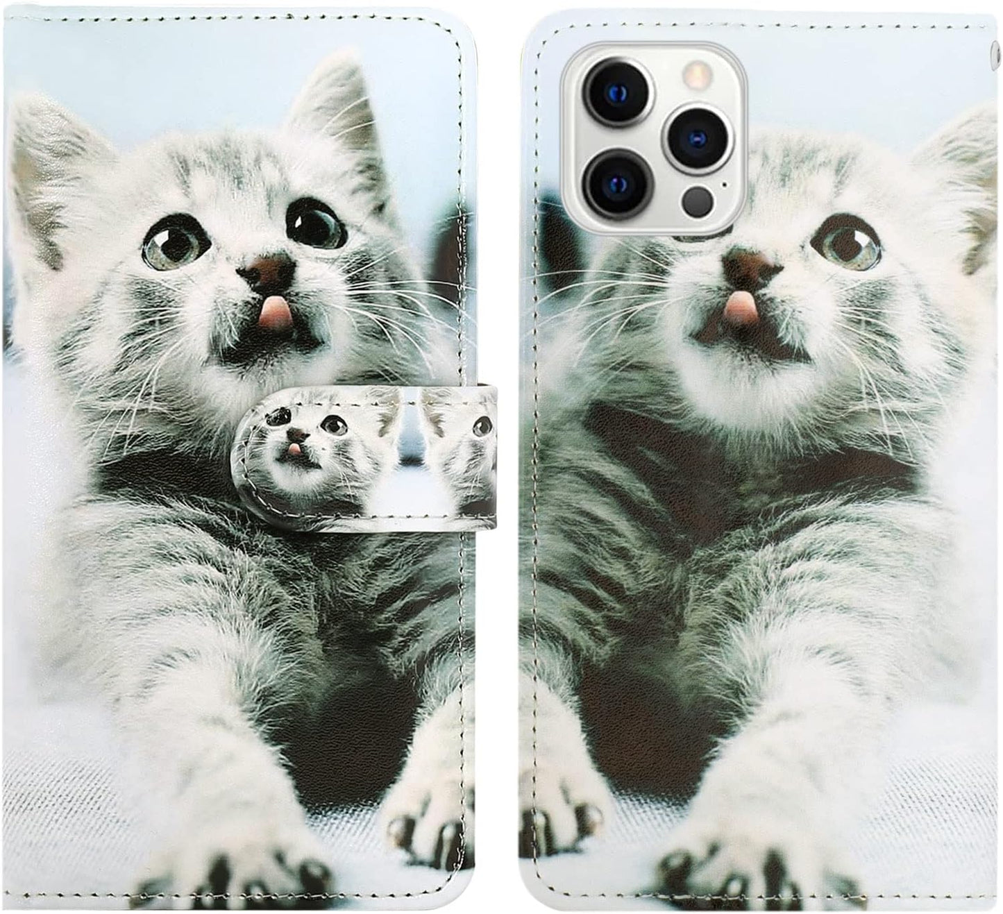 Koonero Gray Cat Flip Case for iPhone 12 Pro Max