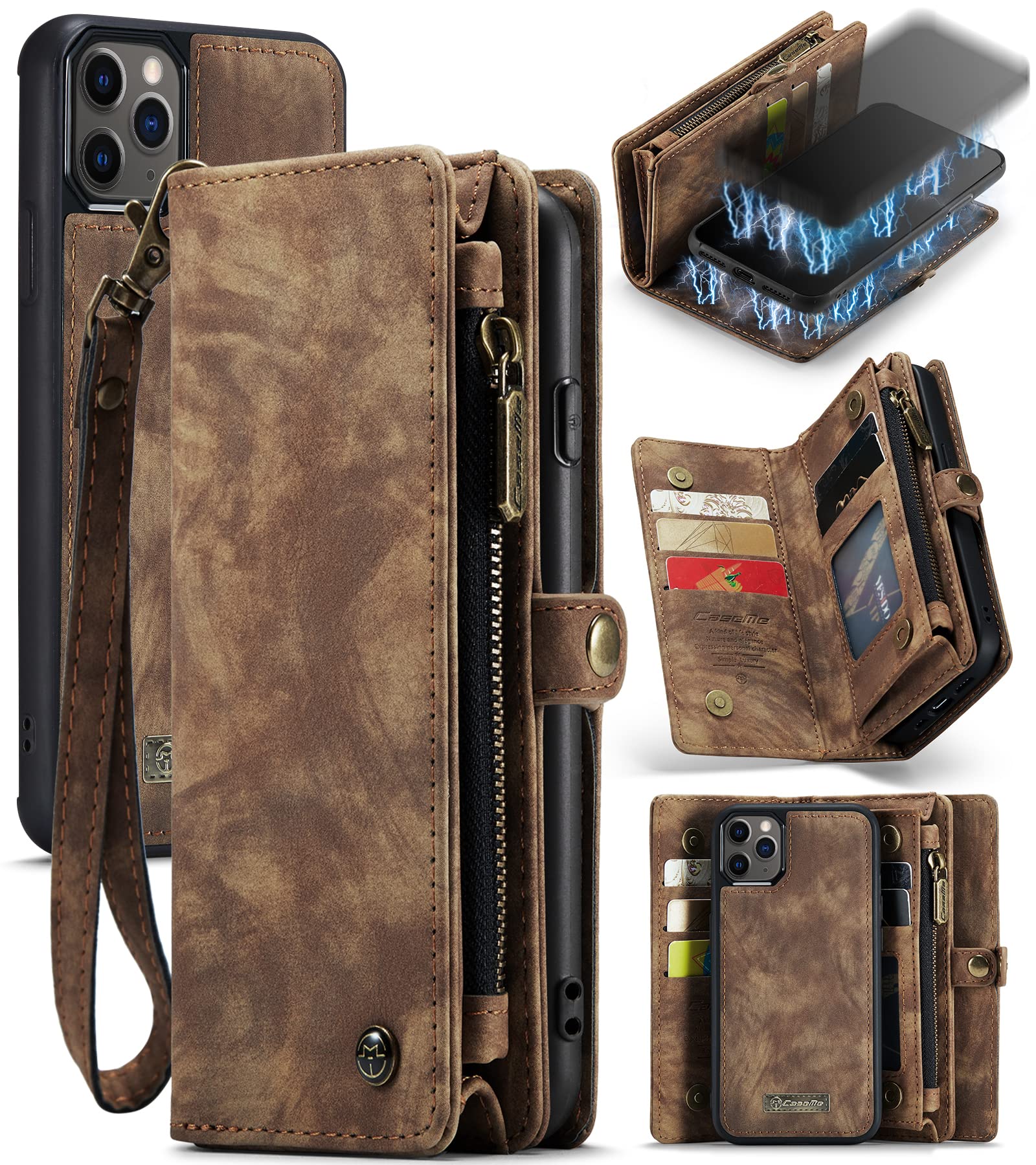 Caseme ovitek in denarnica za iPhone 11 Pro temno rjava