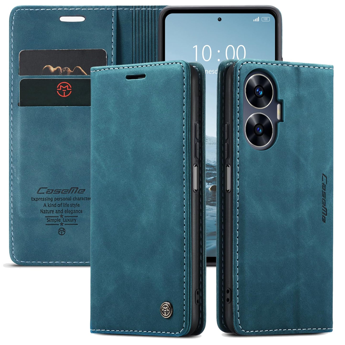 Preklopna torbica Bigcousin za Oppo Realme C55 zeleno modra