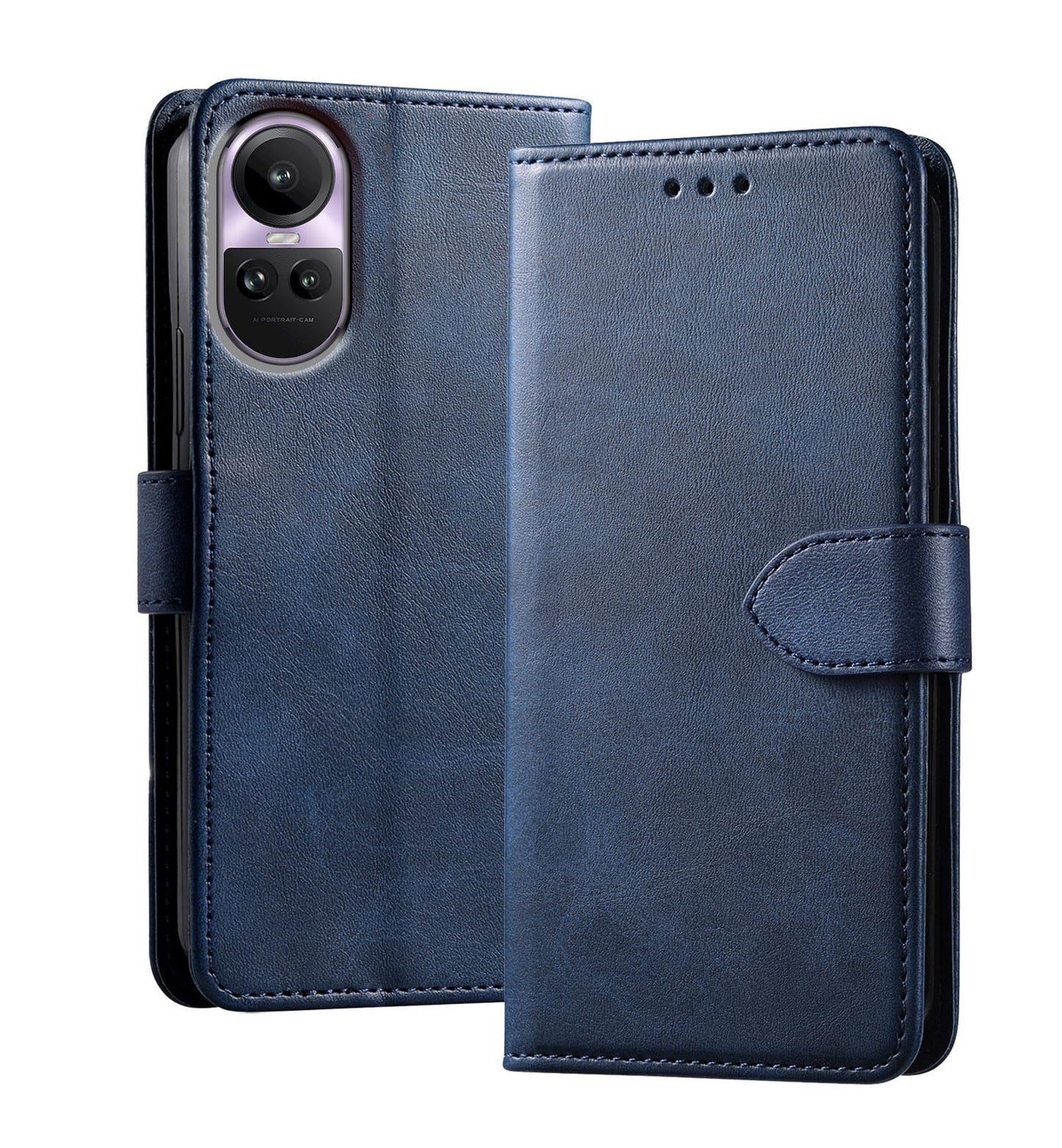 GIOPUEY Flip Case for OPPO Reno 10 / Reno 10 Pro - Leather Wallet with 3 Card Slots and Kickstand, Blue