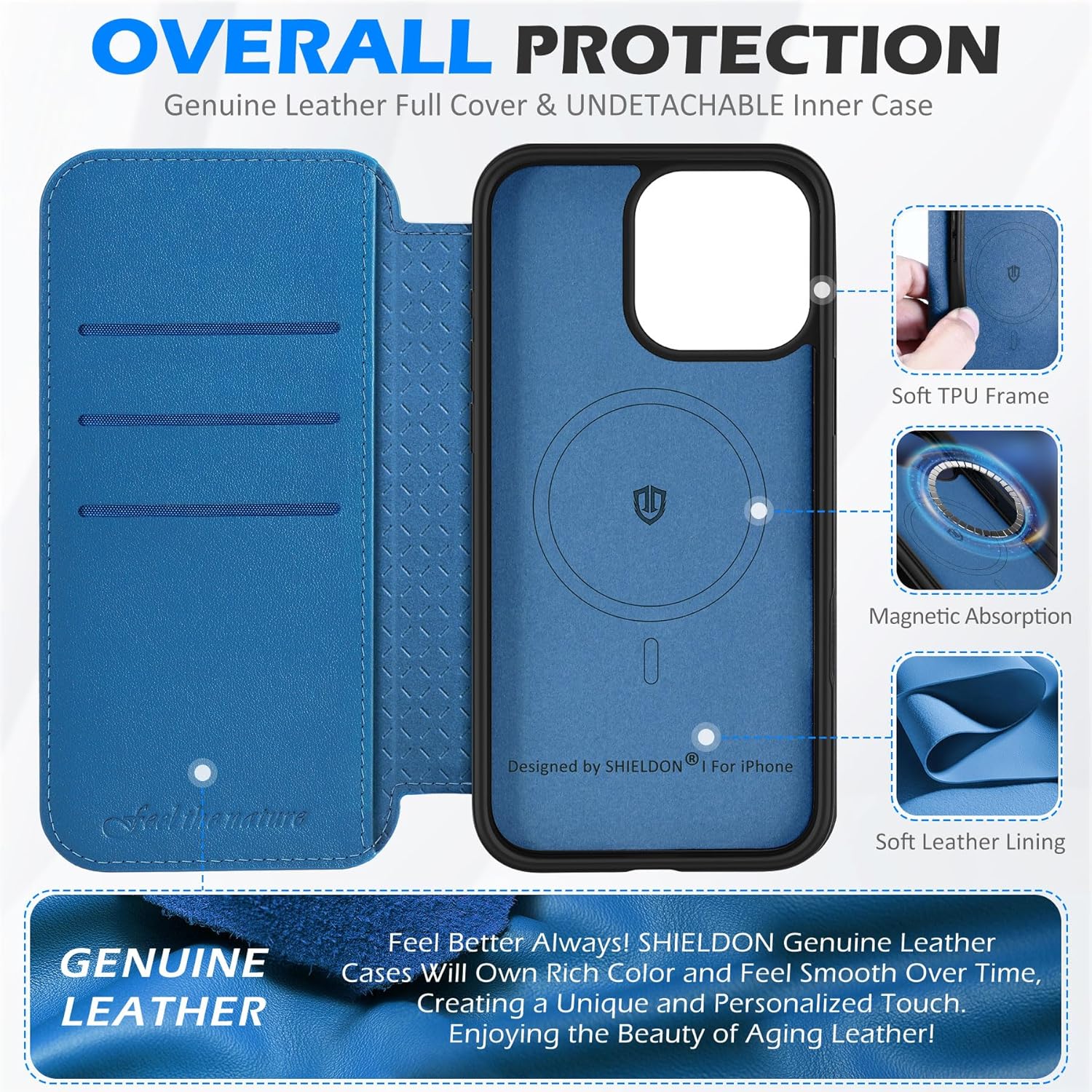 Preklopna torbica za telefon "Shieldon" iPhone 16 Pro