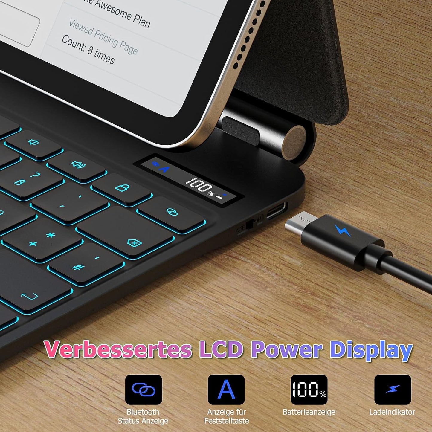 Ovitek z osvetljeno tipkovnico za iPad Air 6. gen.2024 M2 13 "/iPad Pro  12,9"