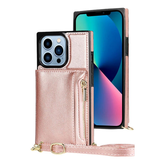 Ovitek z denarnico in trakom "Lokass" iPhone 14 Pro – Infostyle – Roza