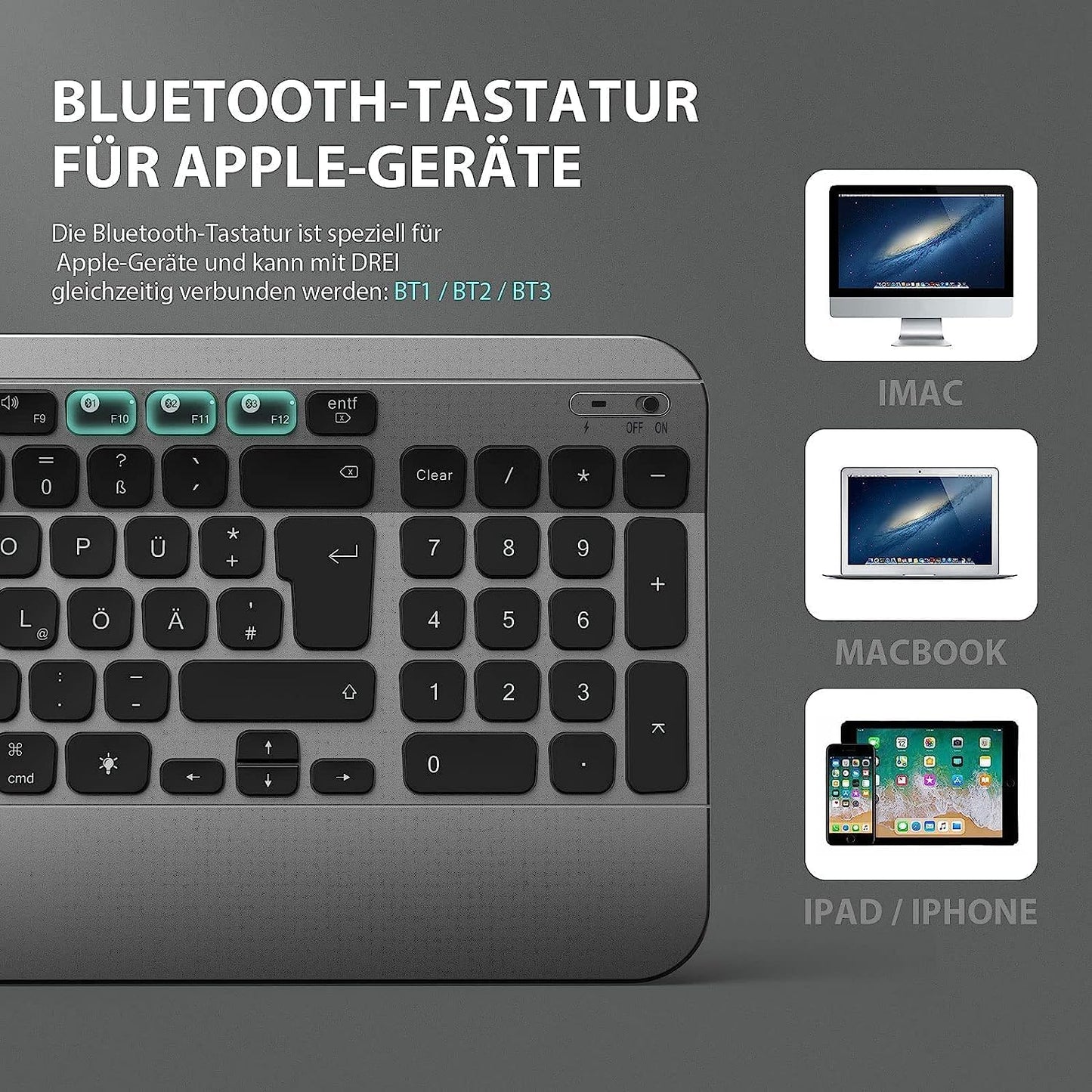 Brezžična tipkovnica Bluetooth Mac (združljiva s sistemom iOS in Mac OS) – Infostyle