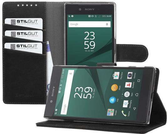 StilGut preklopna torbica “Talis” za Sony Xperia Z5 – funkcija stojala, denarnica, vintage PU usnje