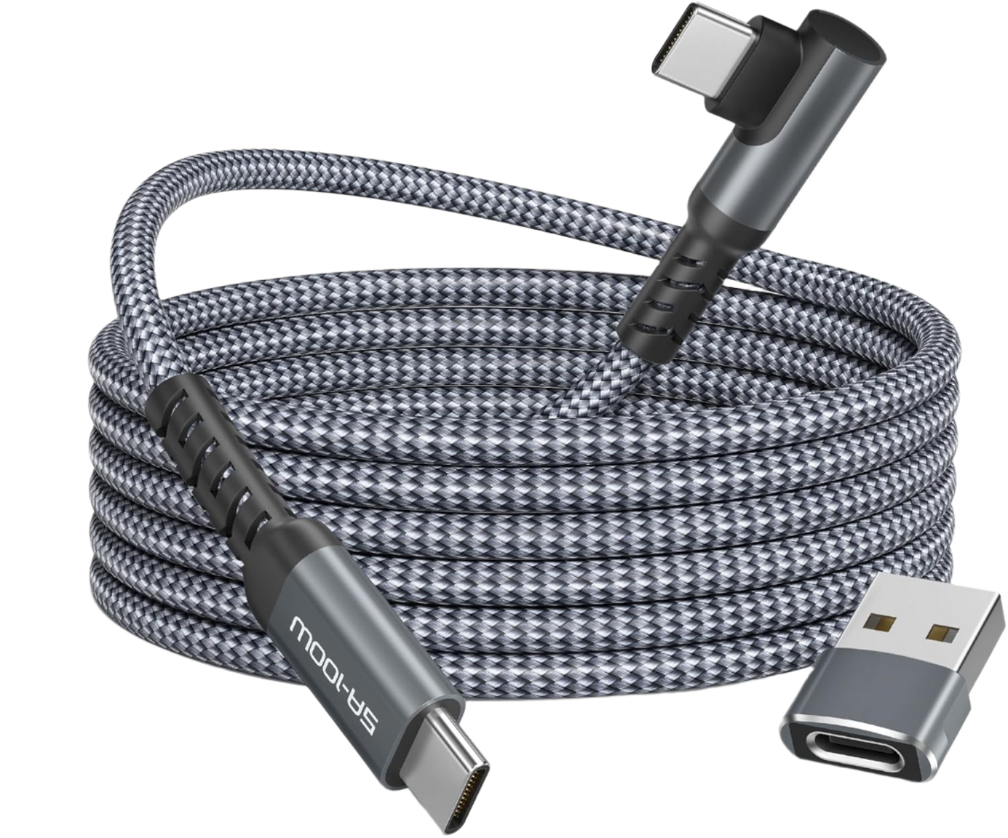 Kabel USB C v USB-C z adapterjem USB A, 2m – Basesailor – Siva
