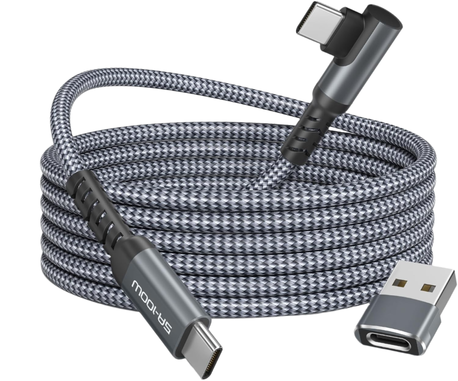 Kabel USB C v USB-C z adapterjem USB A, 2m – Basesailor – Siva