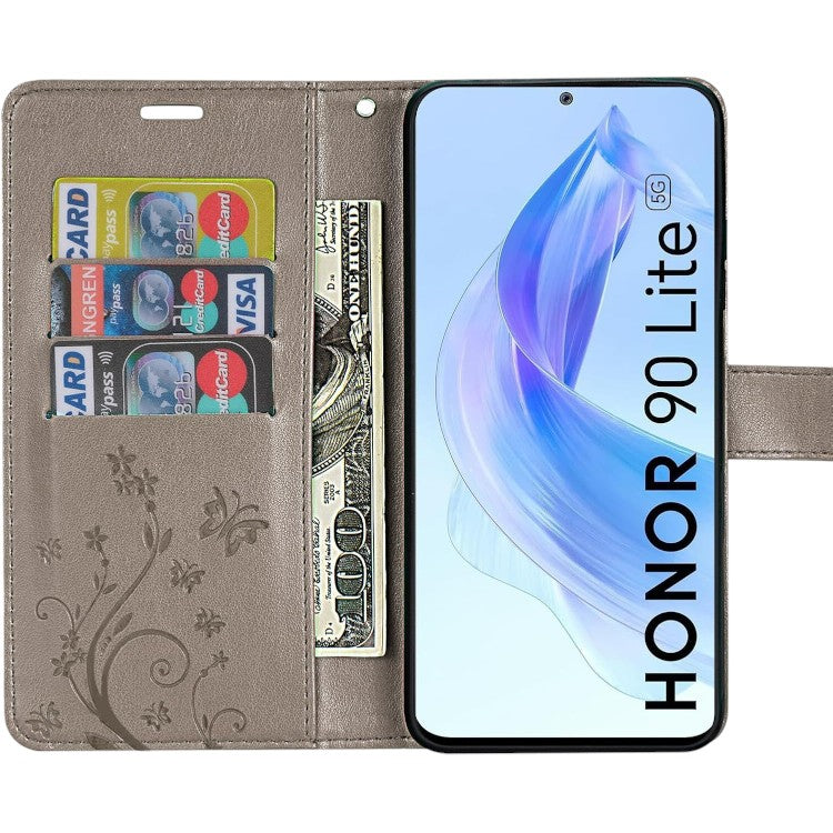 Preklopna torbica "Butterfly" za Honor 90 Lite, siva – Infostyle