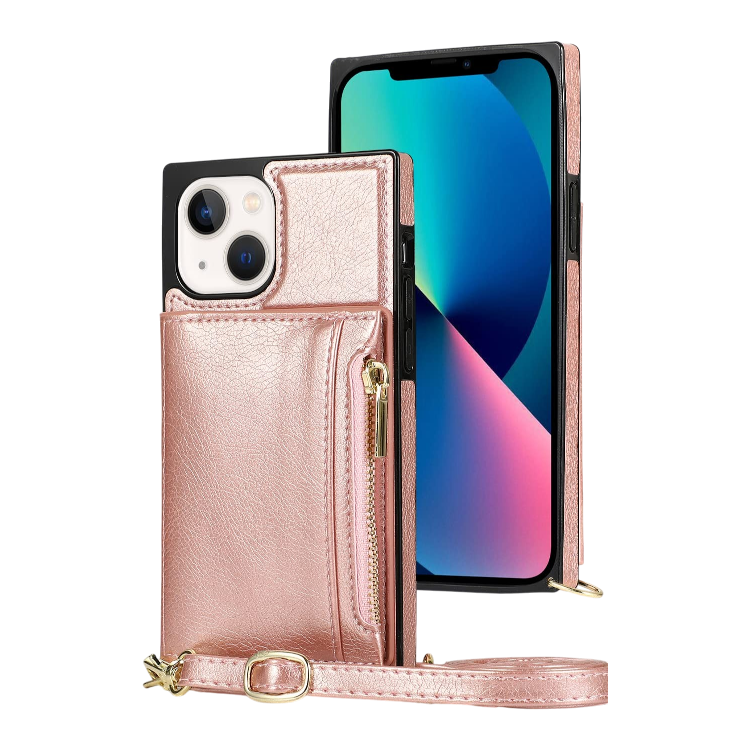 Ovitek za telefon z denarnico in trakom "LOKASS" iPhone 13/14 – Infostyle – Roza