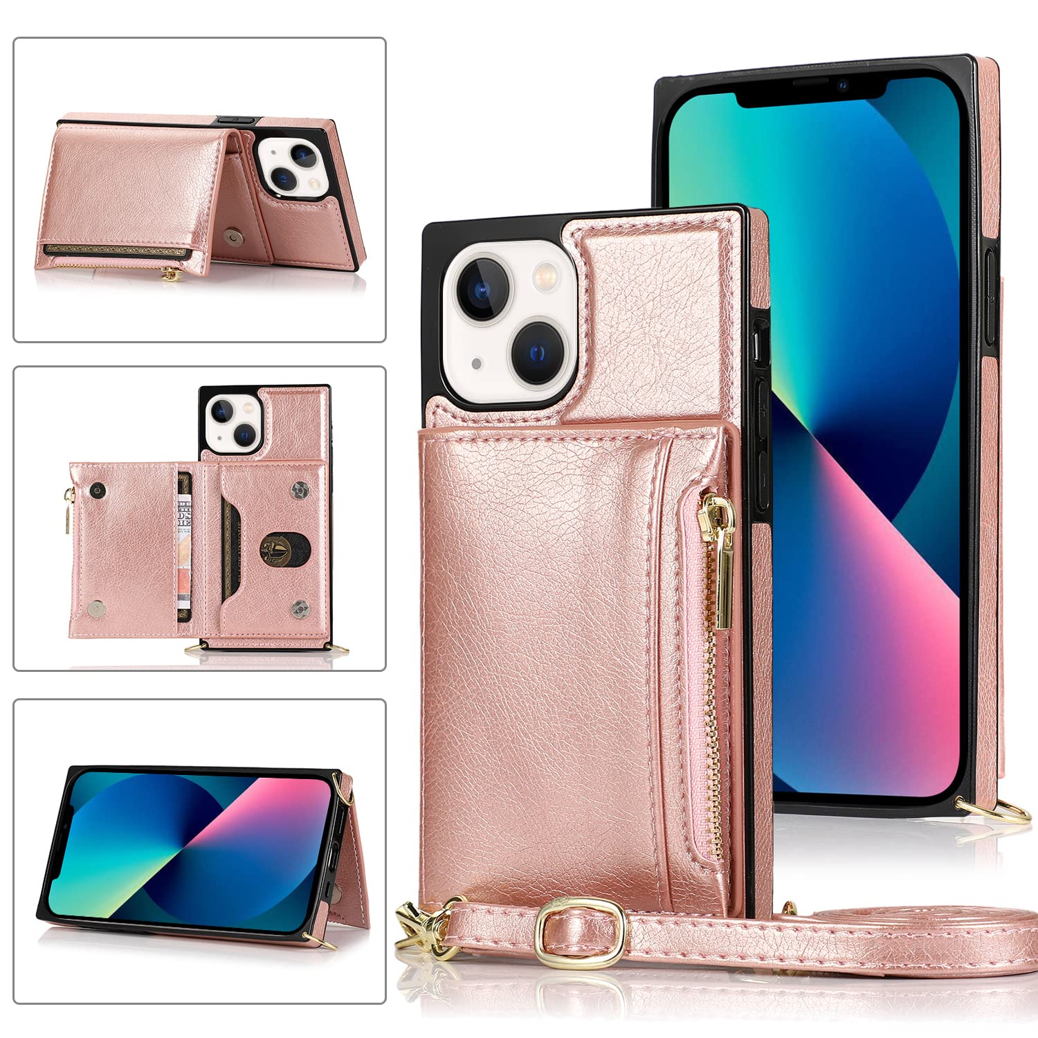 Ovitek za telefon z denarnico in trakom "LOKASS" iPhone 13/14 – Infostyle