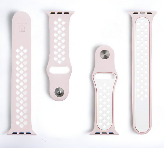 Silikonski pašček Tactical za Apple Watch 1, 2, 3, 4, 5, 6, 7, 8, SE 38, 40 in 41mm - Roza/bela – Roza