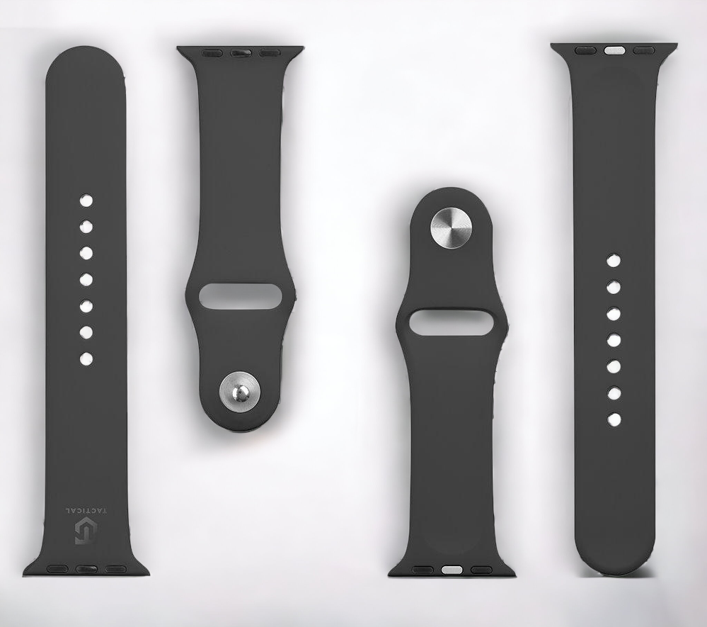 Silikonski pašček Tactical za Apple Watch 1, 2, 3, 4, 5, 6, 7, 8, SE 38, 40 in 41mm - Črna – Črna