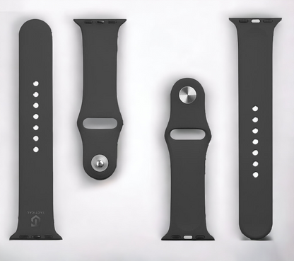 Silikonski pašček Tactical za Apple Watch 1, 2, 3, 4, 5, 6, 7, 8, SE 38, 40 in 41mm - Črna – Črna