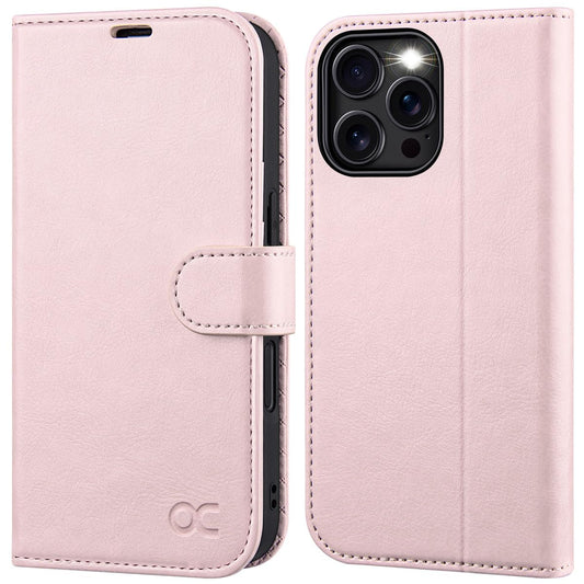 OCASE preklopni ovitek za iPhone 16 Pro Max, sv. roza, magnetno zapiranje, stojalo