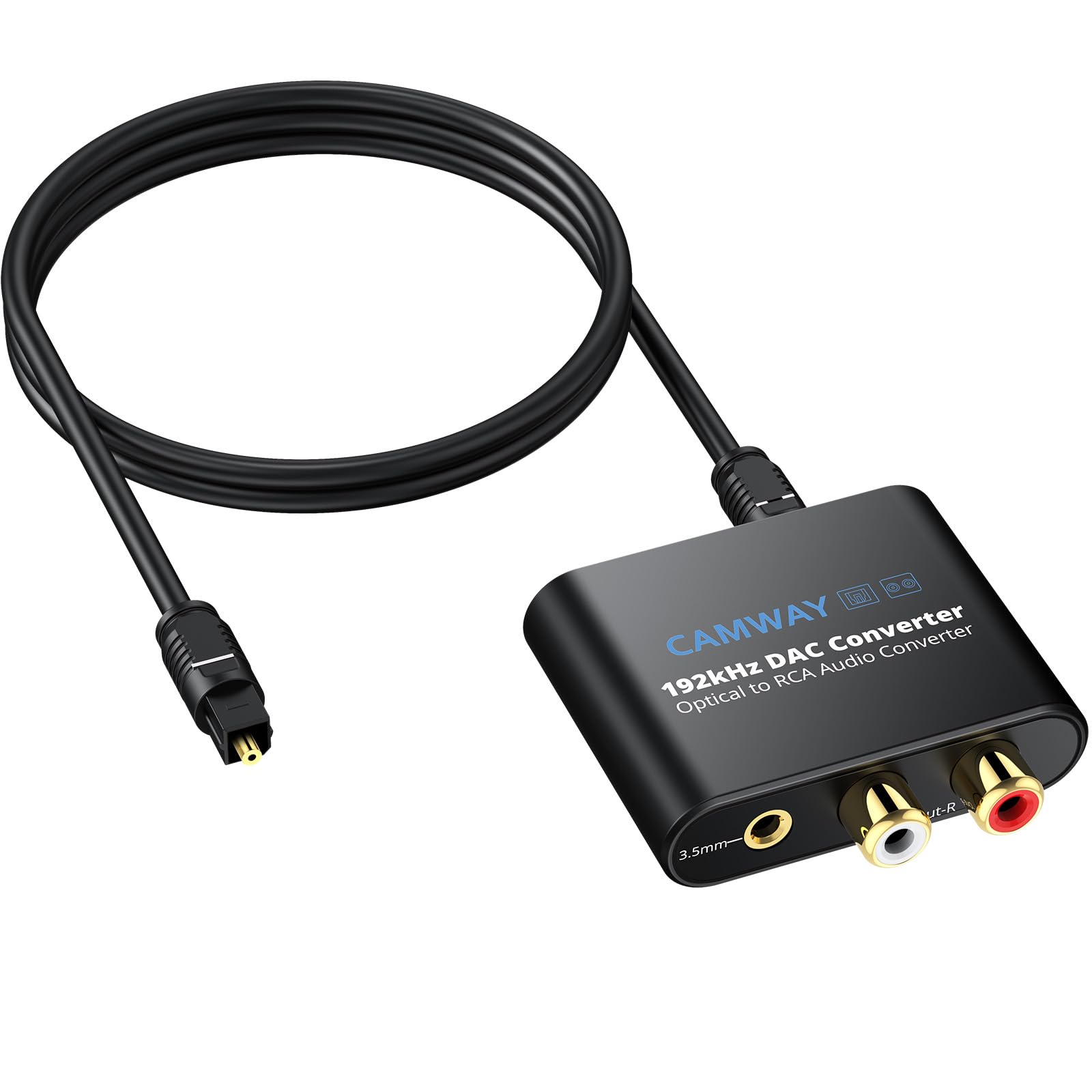 CAMWAY DAC pretvornik 192kHz, SPDIF/Optični → RCA/3,5 mm, digitalno v analogni zvok