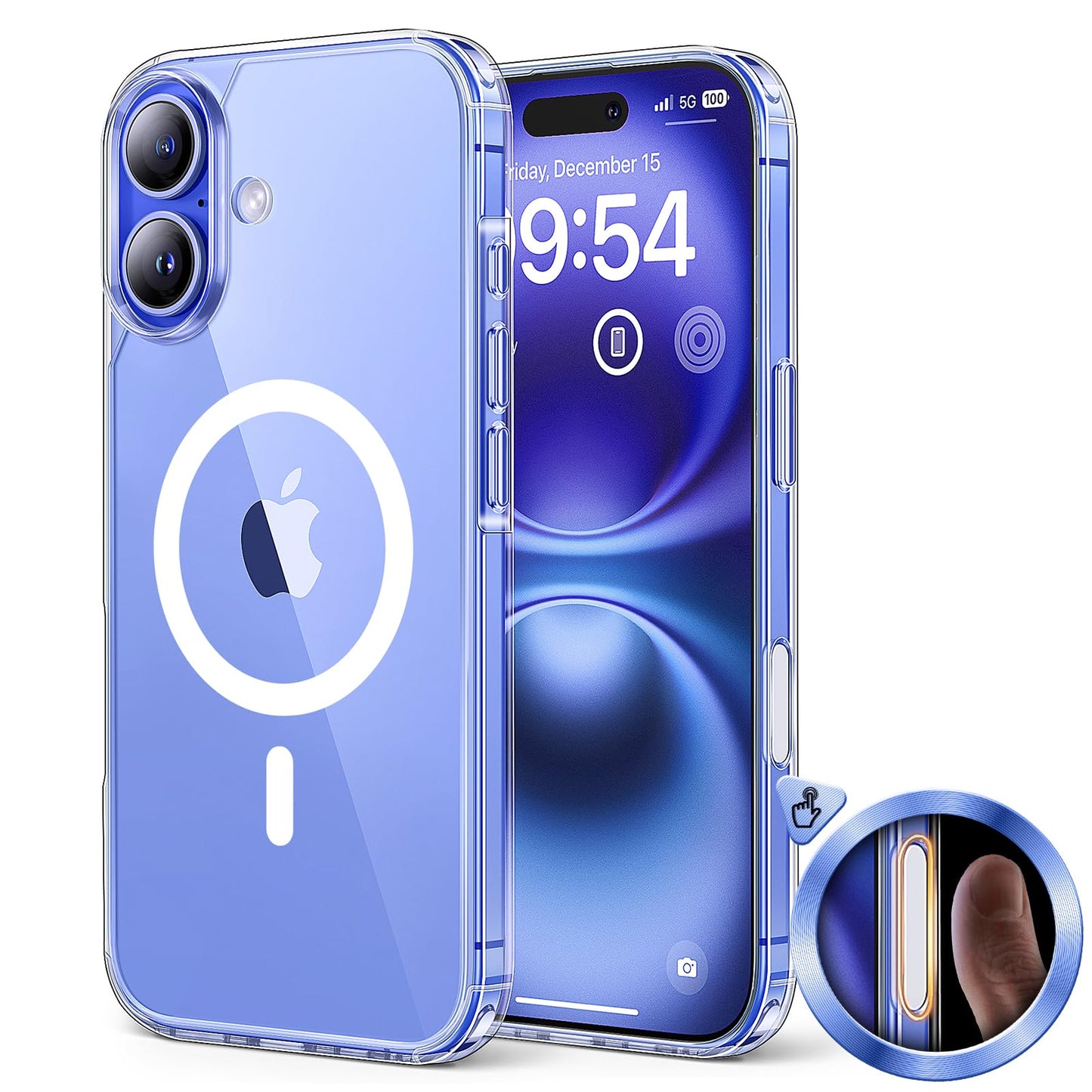 TAURI MagSafe ovitek za iPhone 16 Plus prozorna magnetni zaščitni ovitek