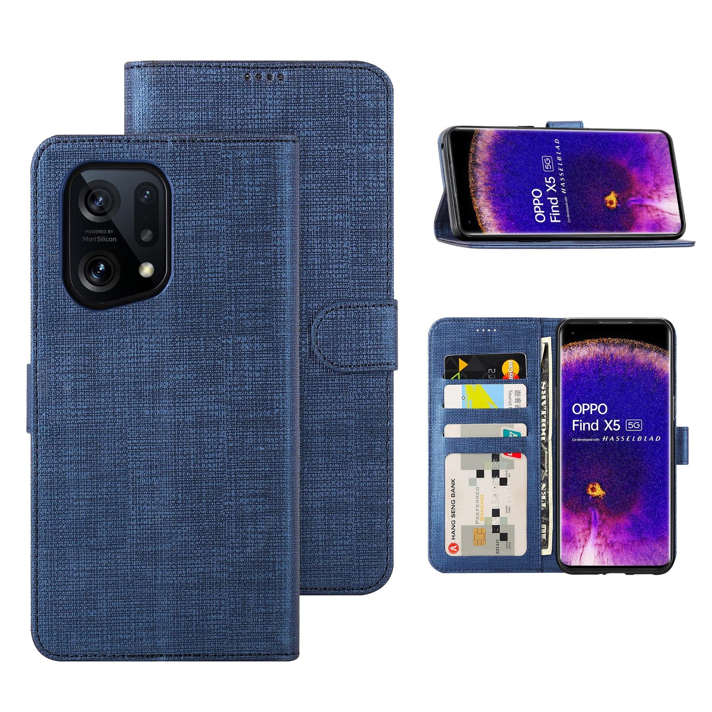Foluu preklopna torbica za OPPO Find X5 modra