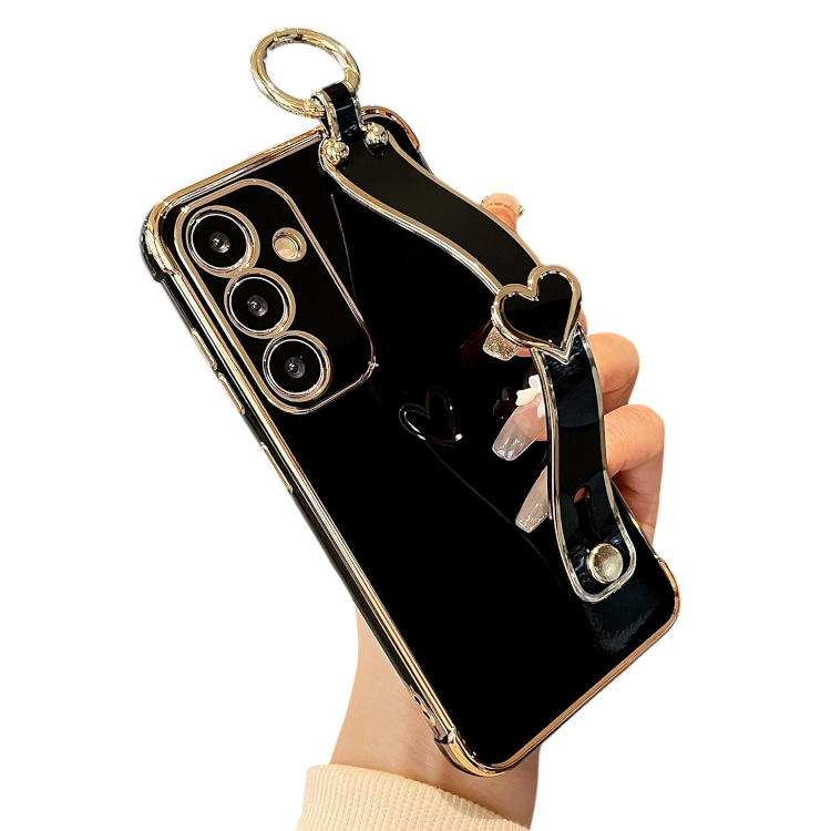 Ovitek za telefon z držalom ''Gold Heart'' za Samsung Galaxy A34 – Infostyle – Črna