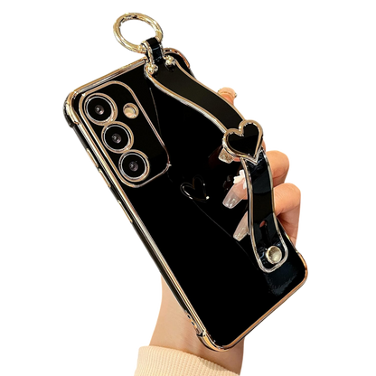 Ovitek za telefon z držalom ''Gold Heart'' za Samsung Galaxy A34 – Infostyle – Črna