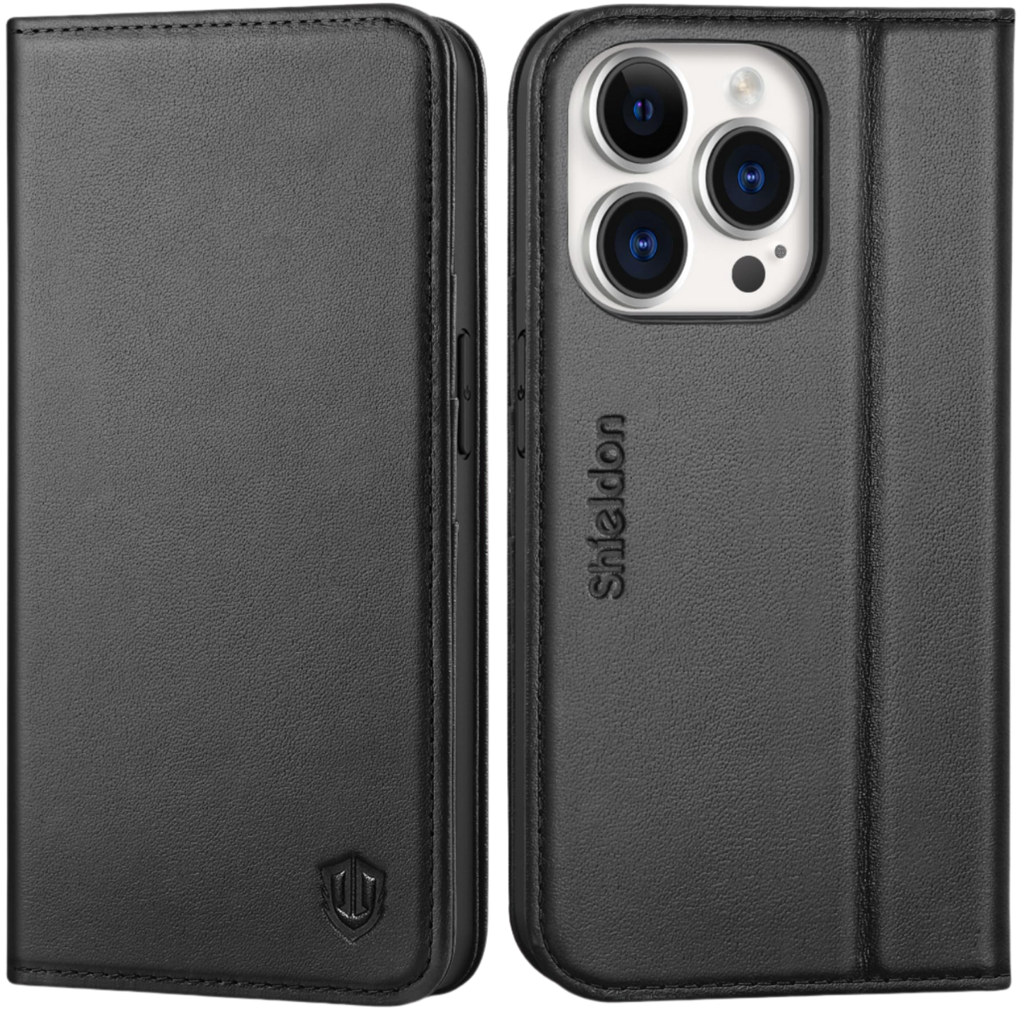 Preklopna torbica "ShielDon" iPhone 14 Pro – Sheldon – Črna