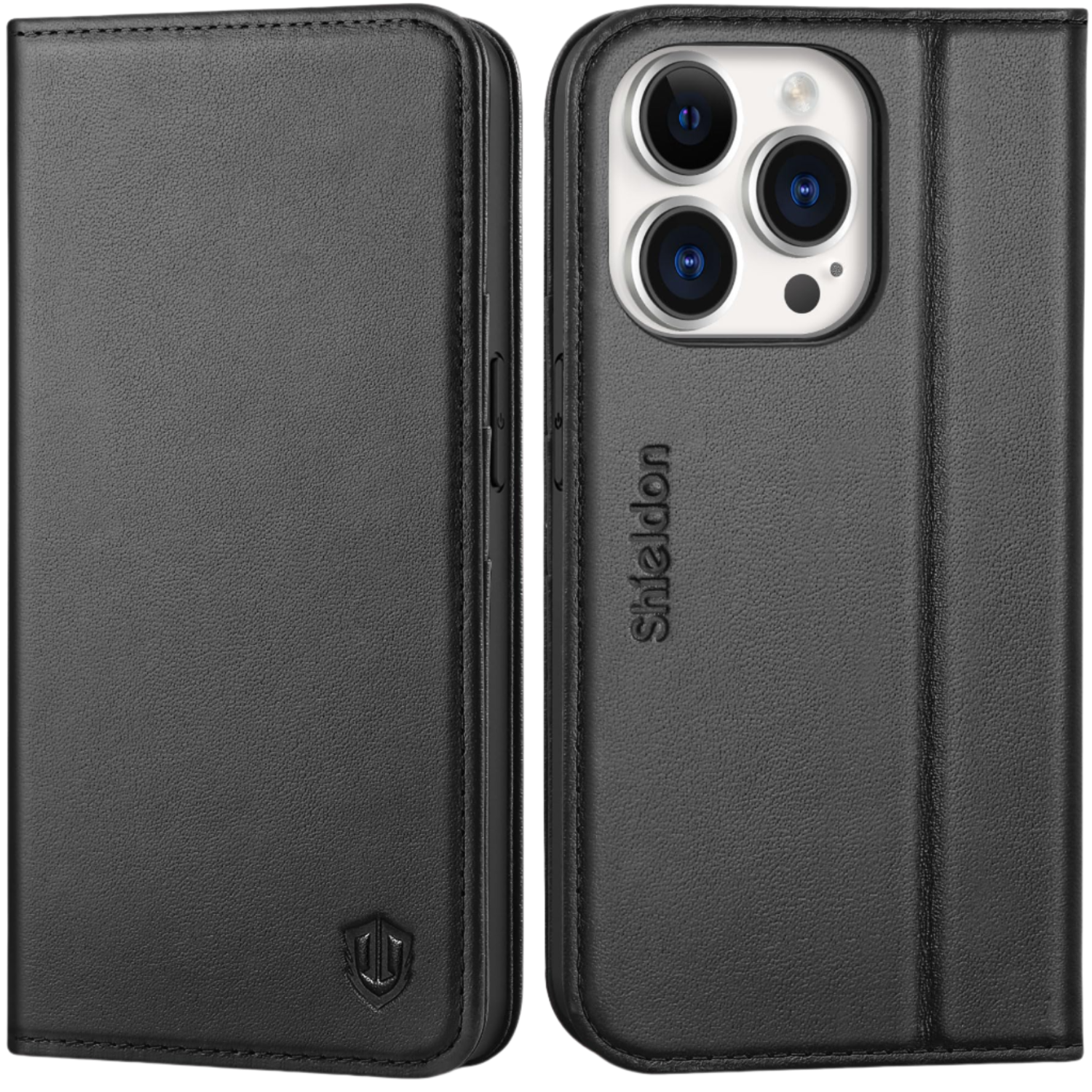 Preklopna torbica "ShielDon" iPhone 14 Pro – Sheldon – Črna