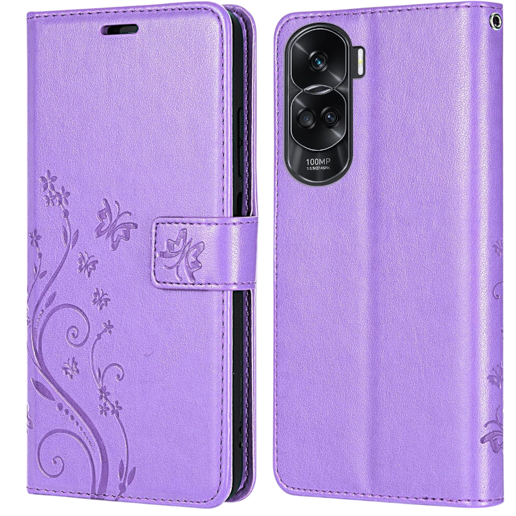Preklopna torbica "Butterfly" za Honor 90 Lite, vijolična – Infostyle – Vijolična / TPU silikon