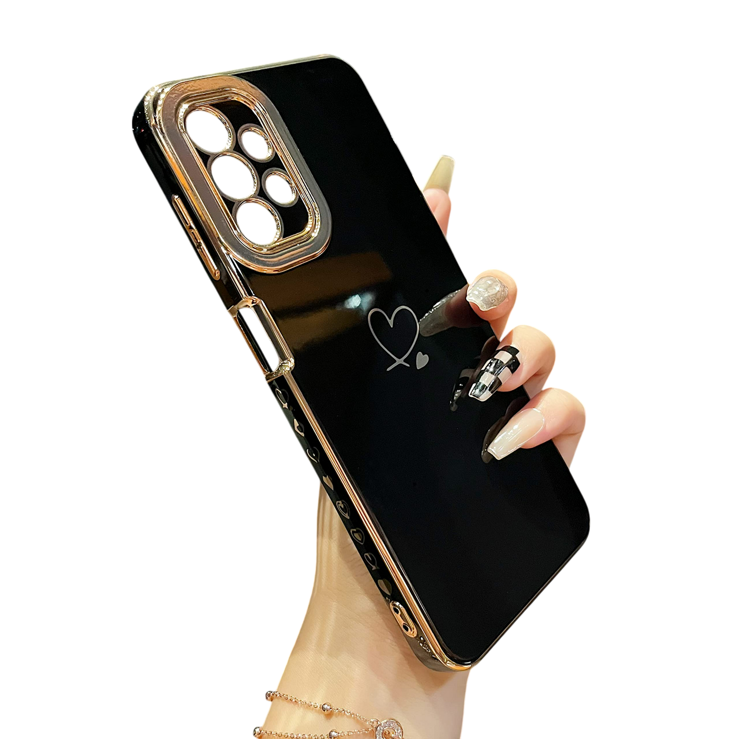 Ovitek za telefon ''Gold heart'' za Samsung Galaxy A32 5G – Infostyle – Črna / TPU silikon