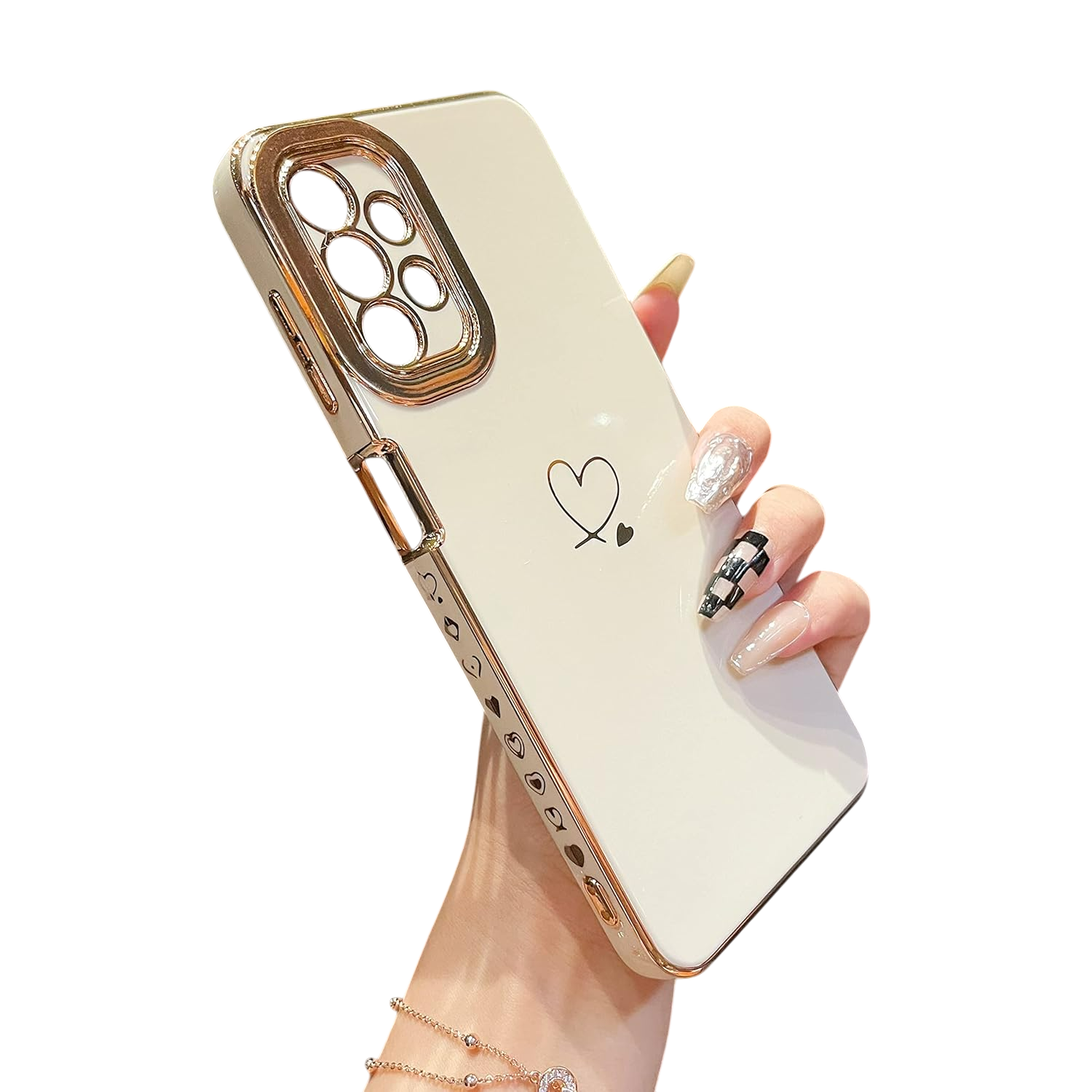 Ovitek za telefon ''Gold heart'' za Samsung Galaxy A32 5G – Infostyle – Bela / TPU silikon
