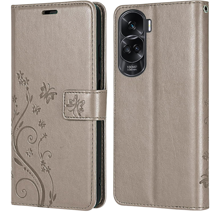 Preklopna torbica "Butterfly" za Honor 90 Lite, siva – Infostyle – Siva / TPU silikon