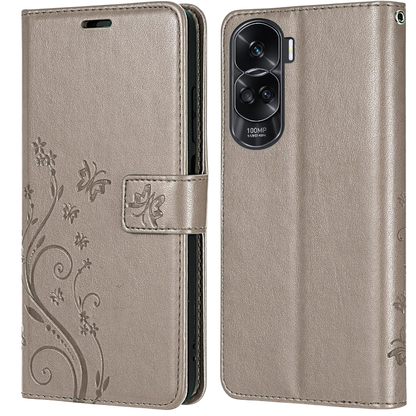 Preklopna torbica "Butterfly" za Honor 90 Lite, siva – Infostyle – Siva / TPU silikon