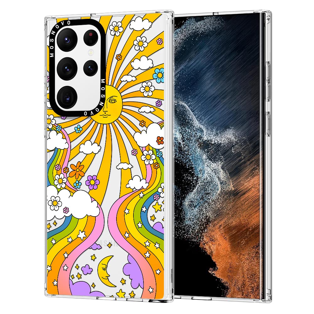 Ovitek MOSNOVO za Samsung Galaxy S22 Ultra 70s Groovy Psychedelic Art, retro psihodelični dizajn z učinkovito zaščito telefona