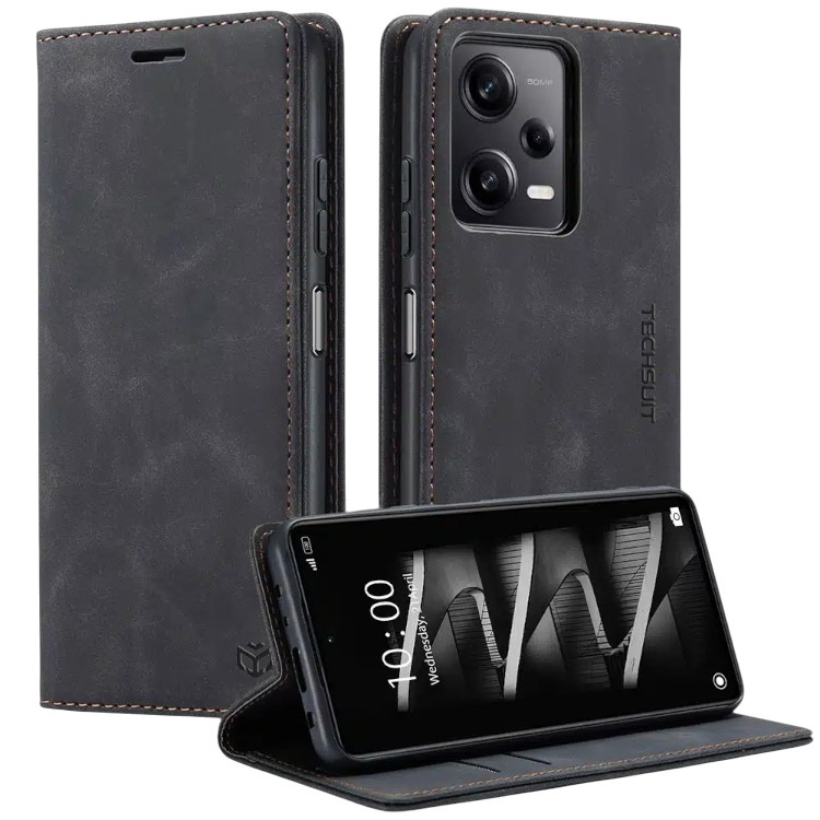 Preklopna torbica "Confy Cover" za Honor 90 Lite, črna – Techsuit – Črna / TPU silikon