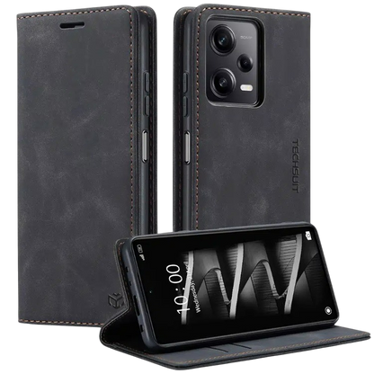 Preklopna torbica "Confy Cover" za Honor 90 Lite, črna – Techsuit – Črna / TPU silikon