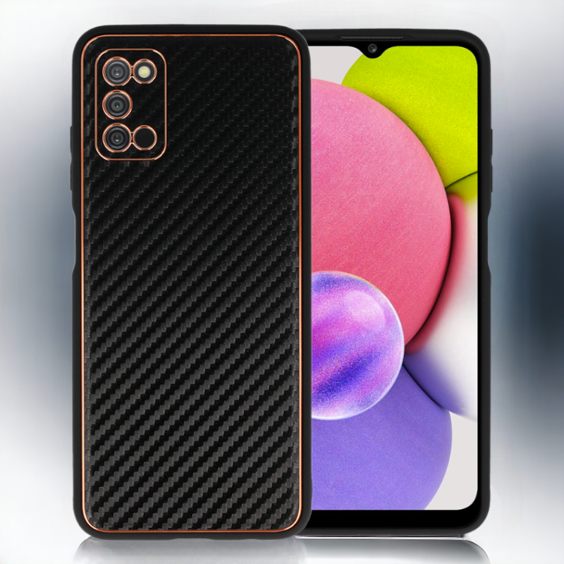 Ovitek "Leather Carbon" za Samsung Galaxy A03s – Tel Protect – Črna / PU usnje + PC