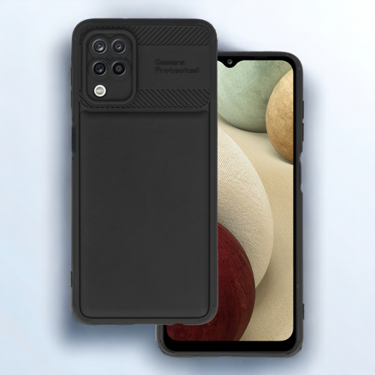 Silikonski ovitek "Camera Protected" za Samsung Galaxy A12 - črna – Infostyle – Črna / TPU silikon