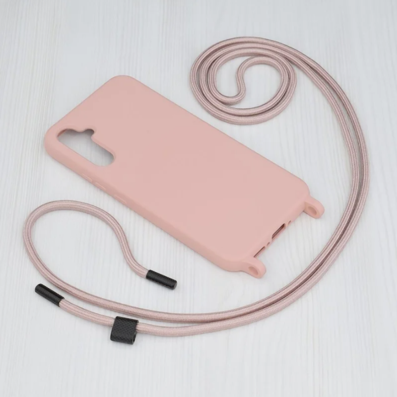 Silikonski ovitek "Crossbody Lanyard" za Samsung Galaxy A14 - Roza – Techsuit
