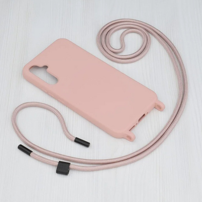 Silikonski ovitek "Crossbody Lanyard" za Samsung Galaxy A14 - Roza – Techsuit