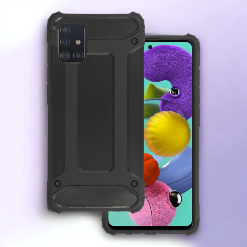 Silikonski ovitek "armor carbon" za Samsung Galaxy A51 - Črna – Infostyle – Črna / PC + TPU silikon