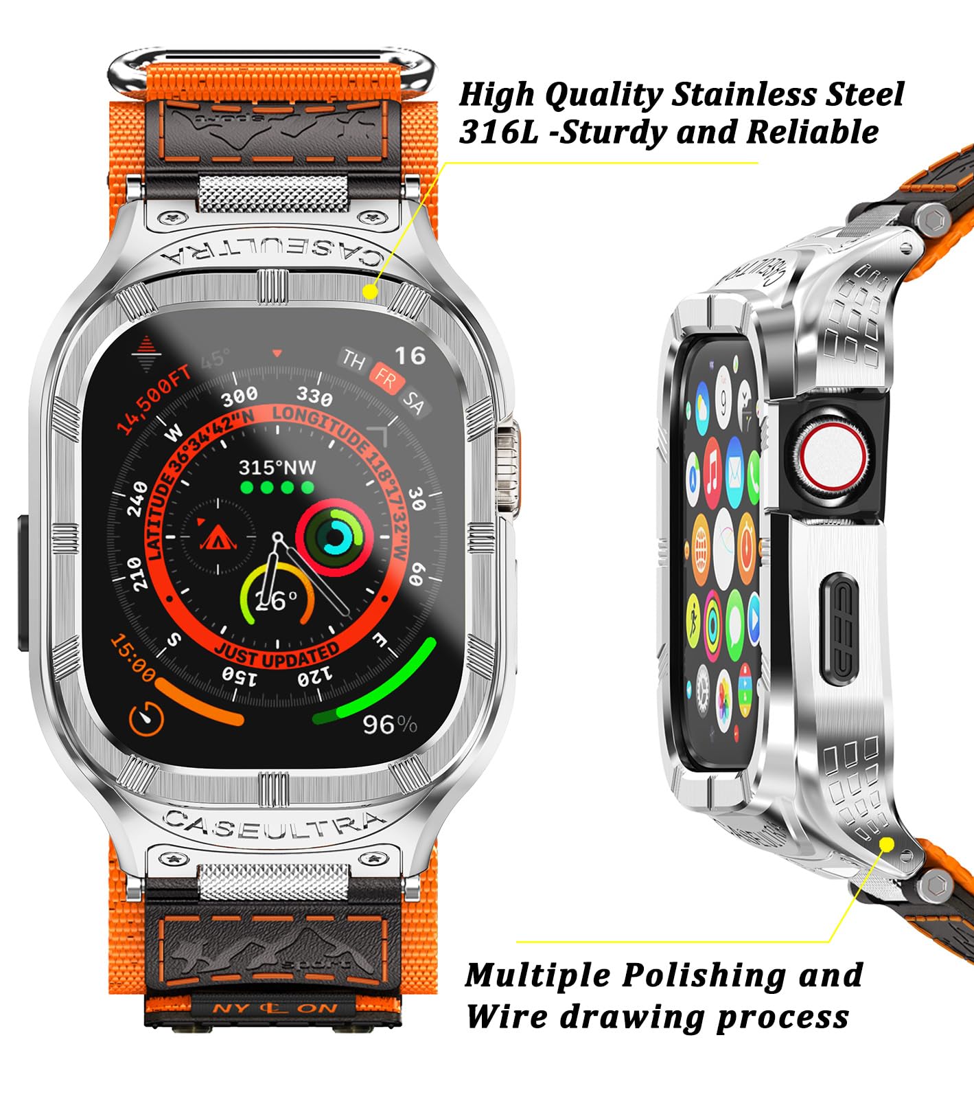 CaseUltra Sport najlonski pašček z zaščitnim ohišjem za Apple Watch 45mm / 44mm / 42mm 