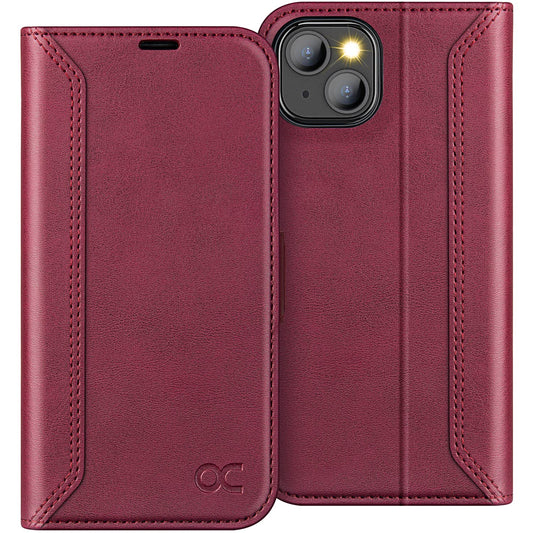 OCASE Retro preklopni ovitek za iPhone 13, RFID zaščita, klasičen dizajn