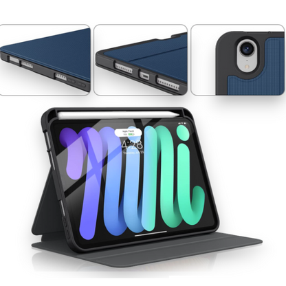 Preklopna torbica "Smart" za tablični računalnik Apple iPad Mini 6 2021 8.3" – Soke – Temno modra / TPU silikon + mikrov