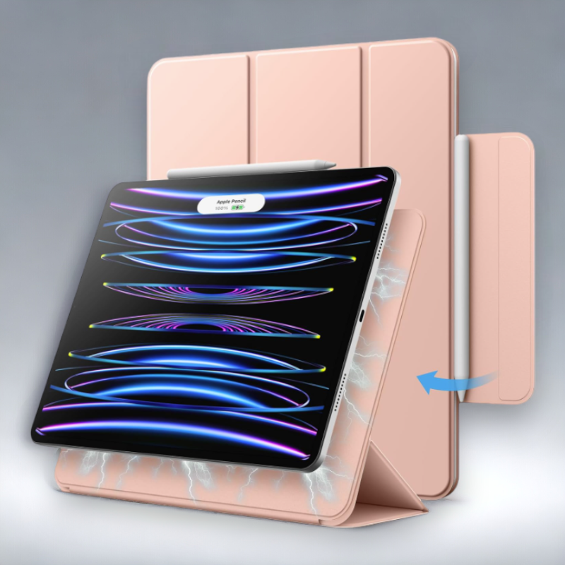 Preklopna torbica za tablični računalnik Apple iPad Pro 12.9 6th-3rd gen. (2022, 2021, 2020, 2018) – JETech – Svetlo roz