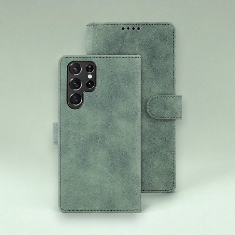 Preklopna torbica "Eastcco" za Samsung Galaxy S22 Ultra – Infostyle – Temno zelena / Umetno usnje + TPU silikon