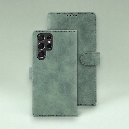 Preklopna torbica "Eastcco" za Samsung Galaxy S22 Ultra – Infostyle – Temno zelena / Umetno usnje + TPU silikon