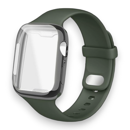 Komplet silikonski pašček in ovitek za Apple Watch 41 mm – Infostyle – Temno zelena